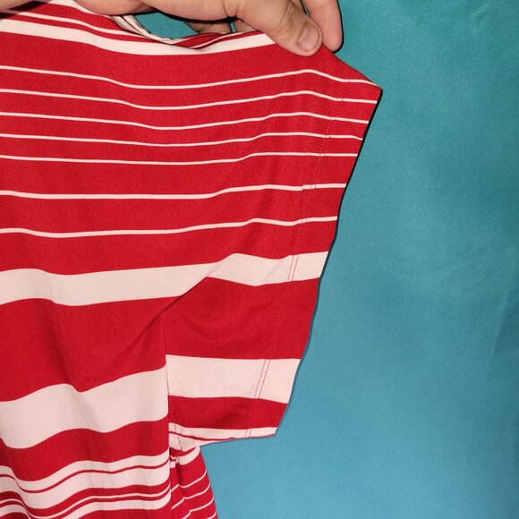Chicos Red & White Striped Top Size 0 Batwing Sleeves Loose Fit - Picture 4 of 10
